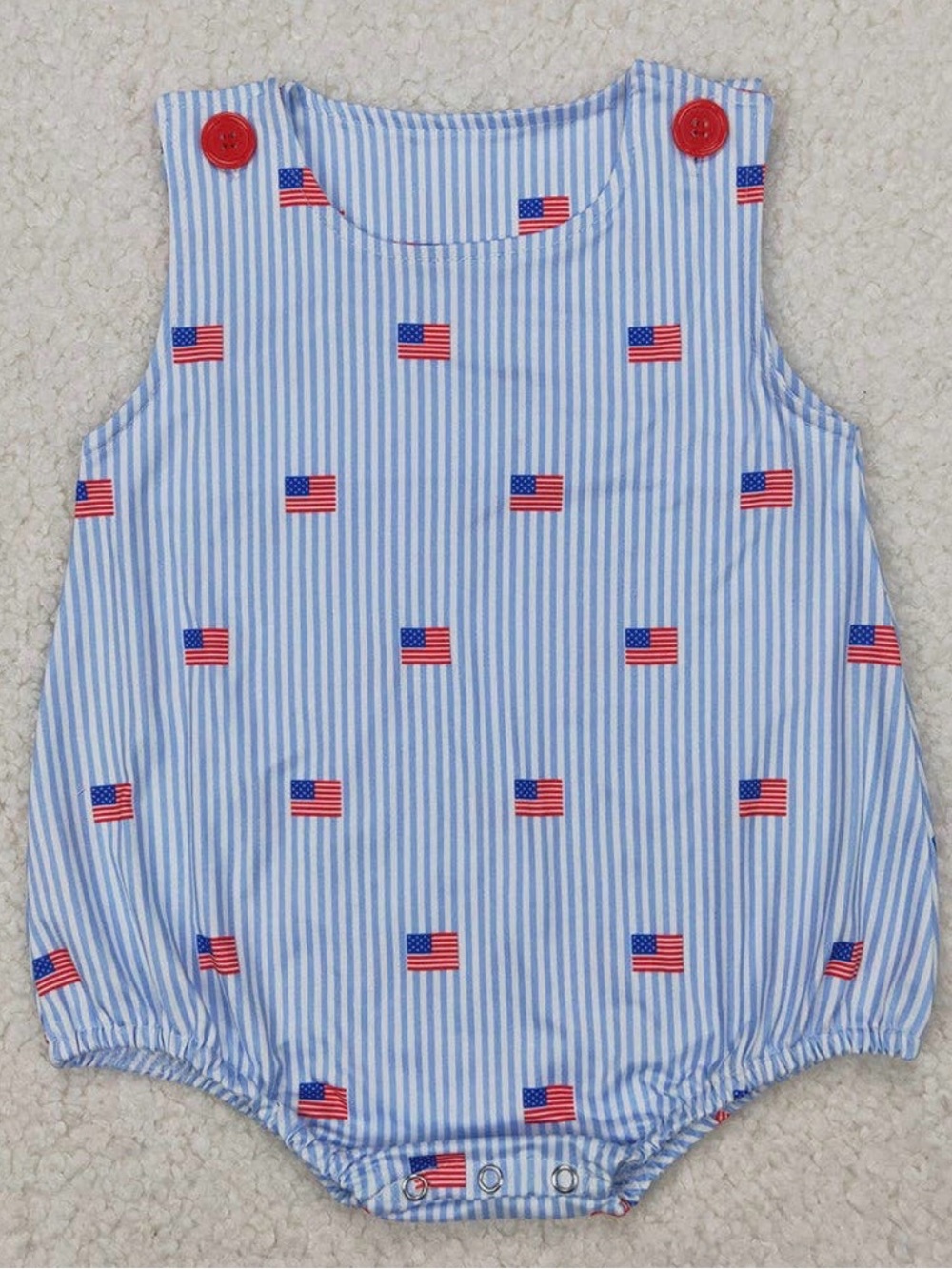 Striped Baby Romper with American Flag Print